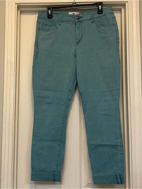 CAbi Teal Cropped Slim Jeans